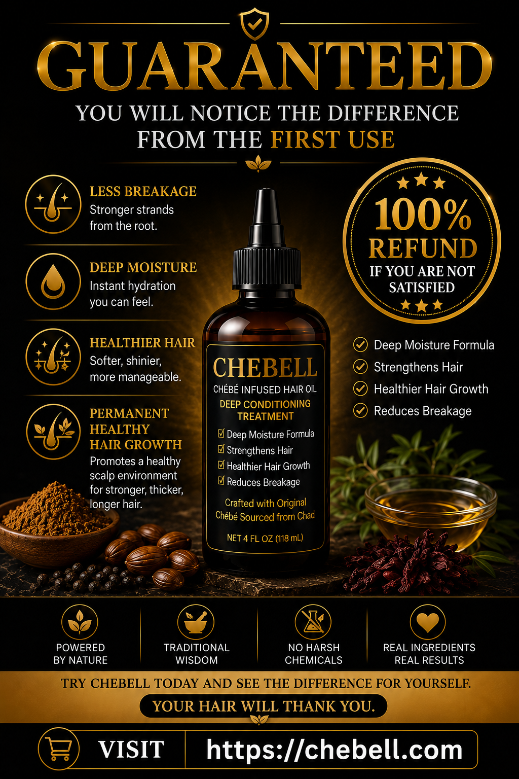 CHEBELL Chebe Infused Hair Oil – Deep Moisture Formula for Dry, Damaged & Breaking Hair